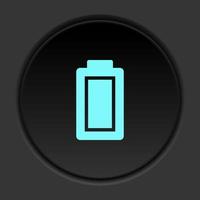 Dark button icon battery. Button banner round badge interface for application illustration on darken background vector