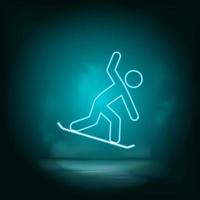 Snowboard blue neon vector icon. Simple element illustration from map and navigation concept. Snowboard blue neon vector icon. Real estate concept vector illustration. on white background