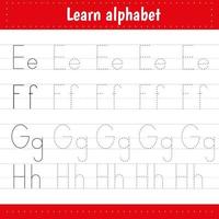 Writing letters. Tracing page. Practice sheet. Worksheet for kids. Learn alphabet. vector