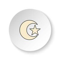 Round button for web icon, Moon and star. Button banner round, badge interface for application illustration on white background vector