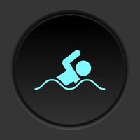 Round button icon Swim man. Button banner round badge interface for application illustration on dark background vector