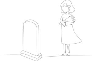 un hija trae flores a su de la madre funeral vector