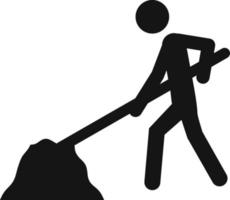 Man with shovel and hill of sand icon. Construction tools icons universal set for web and mobile vector