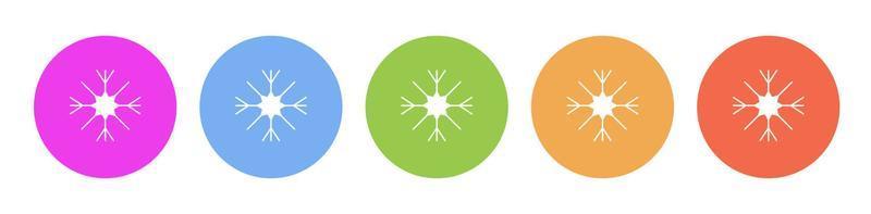 Multi colored flat icons on round backgrounds. Snow multicolor circle vector icon on white background