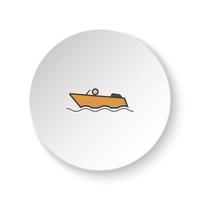 Round button for web icon, Boat. Button banner round, badge interface for application illustration on white background vector