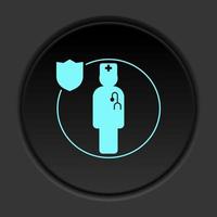 Dark button flat icons on round backgrounds. Building construction insurance dark circle vector icon on darken background