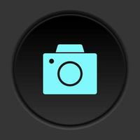 Round button icon Old digital camera. Button banner round badge interface for application illustration on dark background vector