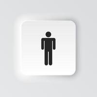 Rectangle button icon Man. Button banner Rectangle badge interface for application illustration on neomorphic style on white background vector