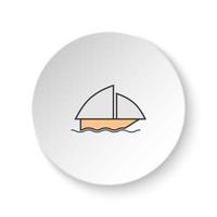 Round button for web icon, Boat. Button banner round, badge interface for application illustration on white background vector