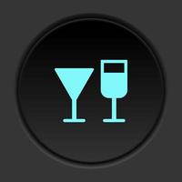 Round button icon Wine glasses. Button banner round badge interface for application illustration on dark background vector