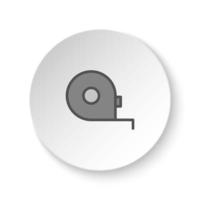 Round button for web icon, measuring, tape. Button banner round, badge interface for application illustration on white background vector