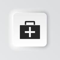 Rectangle button icon Medic suitcase. Button banner Rectangle badge interface for application illustration on neomorphic style on white background vector