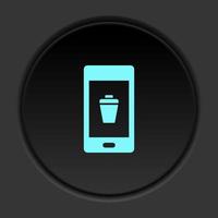 Dark button icon phone close delete. Button banner round badge interface for application illustration on darken background vector