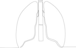 Illustration of a cigarette in the middle of the lungs vector