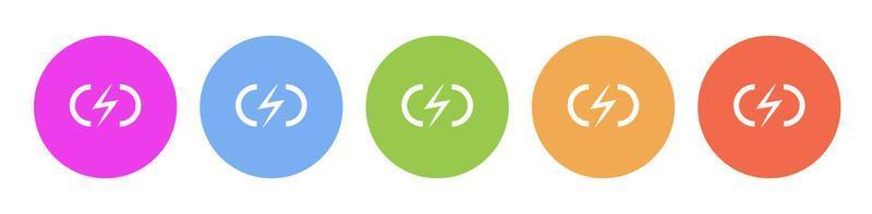 Multi colored icon charge flash. Button banner round badge interface for application illustration on white background vector