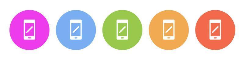 Multi colored icon phone edit pencil. Button banner round badge interface for application illustration on white background vector