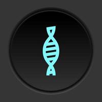 Dark button icon Dna. Button banner round badge interface for application illustration on darken background vector