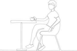 un hombre sentado en un café vector