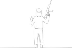 A man holding a gun. vector