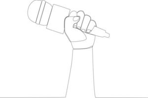 A left hand holding microphone to the left vector