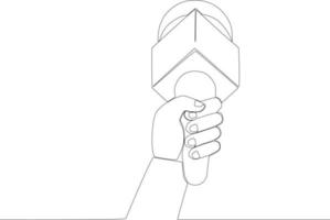 A left hand holding the microphone vector