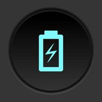Dark button icon charge battery. Button banner round badge interface for application illustration on darken background vector