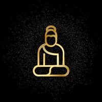 Buddha gold icon. Vector illustration of golden particle background.. Spiritual concept vector illustration .