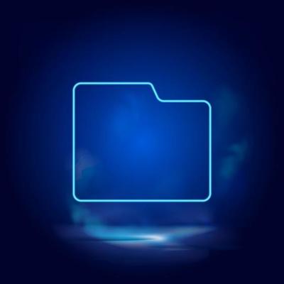 Smoke effect neon style vector icons, folder neon icon
