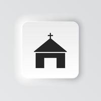 Rectangle button icon Church. Button banner Rectangle badge interface for application illustration on neomorphic style on white background vector