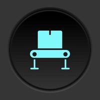 Dark button icon Mass production conveyor. Button banner round badge interface for application illustration on darken background vector