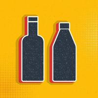 Bottles pop art, retro icon. Vector illustration of pop art style on retro background