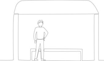 A man waiting for the bus with his hands on his hips vector