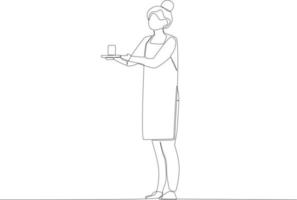 A woman delivers coffee vector