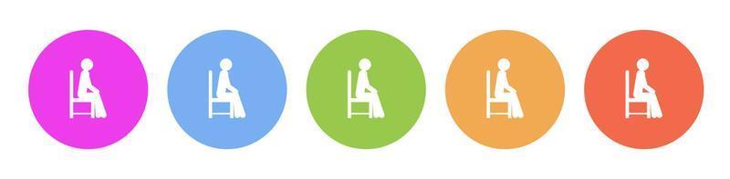 Multi colored flat icons on round backgrounds. man, sitting multicolor circle vector icon on white background