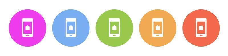 Multi colored icon phone home. Button banner round badge interface for application illustration on white background vector