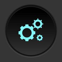 Dark button icon Mass production settings. Button banner round badge interface for application illustration on darken background vector