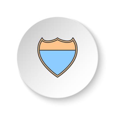 Round button for web icon, Police metal plate. Button banner round, badge interface for application illustration on white background