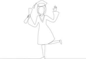 A woman a wears beautiful gawn on her graduation day vector