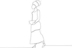 A woman with a long skirt holds the urn in one hand vector