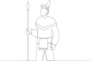 A man wearing traditional clothes and holding a spear vector