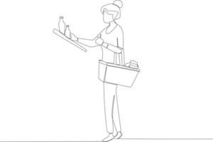 A woman shopping for daily necessities vector