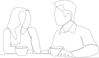 man and woman talking over coffee vector