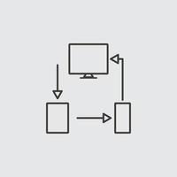 dispositivos, monitor, móvil, tableta, describir, icono. web desarrollo vector icono. símbolo para sitios web, web diseño, móvil aplicación, infografia línea símbolo para sitio web diseño en blanco antecedentes