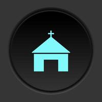Round button icon Church. Button banner round badge interface for application illustration on dark background vector