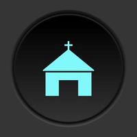 Round button icon Church. Button banner round badge interface for application illustration on dark background vector