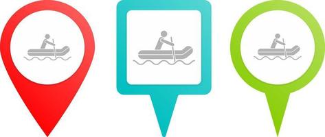 Rafting, man pin icon. Multicolor pin vector icon, diferent type map and navigation point.