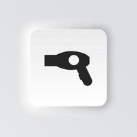 Rectangle button icon Hair dryer. Button banner Rectangle badge interface for application illustration on neomorphic style on white background vector