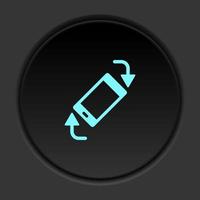 Dark button icon phone rotate arrows. Button banner round badge interface for application illustration on darken background vector