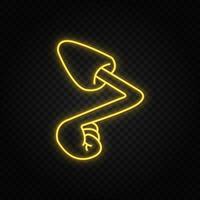 Hand, arm, cartoon neon icon. Yellow neon vector icon. Vector transparent background