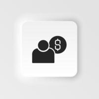 Dollar, money, user vector icon. Simple element neumorphic style illustration Dollar, money, user vector icon. Material concept vector illustration.